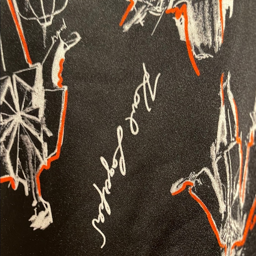 NWOT Karl Lagerfeld Women Black Preppy Graphic Button Down Beach Cover Up Med - Picture 6 of 15